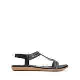 1 x RAW Customer Returns DREAM PAIRS Women s Bohemian Flat Sandals Summery Shine with Rhinestone Top and a Strap Design SDFS2334W-E BLACK Size 39 EUR  - RRP €25.42