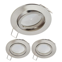 26 x Brand New YanFeiYit 3x Premium Ultra Flat LED recessed light 5W 230V replaceable ceramic module Dimmable Warm white 3000K Swiveling recessed spotlight Matt chrome round - RRP €440.18