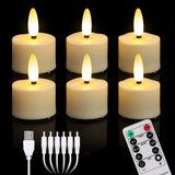 1 x RAW Customer Returns yunsheng 6 Pack Rechargeable LED Tea Lights, Flameless Candles with Timer Remote Control and 6 Ports USB Charging Cable, Warm White Flickering Light, Halloween Christmas Home Wedding Decoration - RRP €21.62