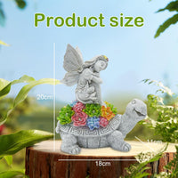 1 x RAW Customer Returns Fouvin Solar Garden Figures Turtle Garden Decoration for Outdoors, with Succulents and 7 LED Lights Home Balcony Decoration, Figure Kawaii Gifts for Women Mom Decoration for Room Terrace - RRP €27.99