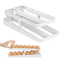 1 x RAW Customer Returns Egg Storage Refrigerator, Double Tier Double Deck Egg Holder for Refrigerator, Automatic Rolling Storage 24-28 Eggs, Fridge Organizer for Kitchen Household Space Saving - Gray - RRP €21.94