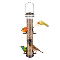 1 x RAW Customer Returns Urban Deco Urban Deco Metal Bird Feeder, Tube Hanging Feeder, Wild Bird Seed Feeder, Heavy Duty Metal Bird Feeder with 6 Ports and Steel Hanger, Weatherproof and Waterproof - RRP €18.14