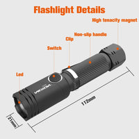 1 x RAW Customer Returns NICRON B74E LED flashlight, 600 lumens with magnet and clip, 4 light modes, 90 degree rotatable head, IP65 waterproof for outdoor hiking, memory function - RRP €17.99