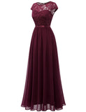 1 x RAW Customer Returns DRESSTELLS Women s Evening Dresses Long Chiffon Bridesmaid Dresses Wedding Dress Lace Dresses Burgundy XL - RRP €67.3