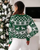 1 x RAW Customer Returns ZAFUL Women s Christmas Snowflake Reindeer Knitted Sweater Long Sleeve Crew Neck Heart Animal Print Pullover Knitwear - RRP €32.36