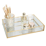 1 x RAW Customer Returns SLHEQING Vintage Mirror Tray Gold, Decorative Tray Glass Tray Rectangular Organizer Tray Cosmetics Jewelry as Dressing Table Storage - RRP €20.42