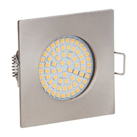 1 x Brand New YanFeiYit LED recessed spotlight 230v extra flat IP44 Incl. 3x 3.5w 420lm LED spot Stainless steel look - Replaceable - recessed spotlights recessed lights recessed LED square - warm white  - RRP €20.4