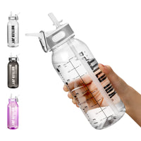 1 x RAW Customer Returns Acxilexy Water Bottle with Straw, 1.5 Liter BPA-Free Leak-Proof Plastic Sports Bottle, Water Bottle with Time Markings, Drinking Bottle for Fitness, Office, Outdoor, Home - RRP €19.44