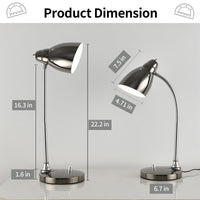 3 x RAW Customer Returns CELYST Metal E27 LED Desk Lamp with 12W Light Bulb, Flexible Gooseneck Retro Office Table Lamps for Home Study Bedroom, Rotary Switch Reading Lamp Bedside Lamp 17x56.5cm, Chrome - RRP €95.28