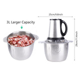 1 x RAW Customer Returns 3L Electric Mini Food Chopper Food Processor Meat Grinder 600W Stainless Steel Meat Blender with 4 Sharp Blades for Meat, Vegetables, Fruits and Nuts - RRP €48.05