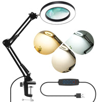 1 x RAW Customer Returns LabTEC LED magnifying glass lamp, magnifying glass with light, table lamp with 5X magnifying glass, dimmable, 3 color modes, 12W 1200LM, 10 brightness levels, magnifying lamp for crafts, reading, repairs, close work - RRP €27.22