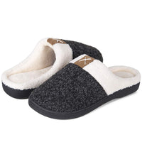 2 x Brand New IceUnicorn Slippers Women s Winter Slippers Men Warm Memory Foam Home Plush Non-Slip Indoor and Outdoor Slippers Black White, 38 39 EU  - RRP €45.96