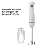 1 x RAW Customer Returns POYOCOM Cordless Hand Blender, Cordless Stick Blender with TYPE-C Cable, 500ml Chopper, 600ml Jar, Whisk, for Smoothies, Baby Food and Soup, White - RRP €69.99