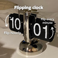 1 x RAW Customer Returns Ejoyous Table Clock Flip Clock Retro, Vintage Table Clock with Folding Numbers Metal Clock Mechanical Standing Grandfather Clock Decorative Alarm Clock for Living Room Bedroom Office Silent Without Ticking Black  - RRP €60.0