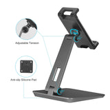 1 x RAW Customer Returns SHUOSUO Tablet Stand Adjustable Foldable, Heavy Aluminum Tablet Mount Holder Table, Compatible with iPad Pro Air Mini, Samsung Tab, Surface Pro, Kindle Fire 7-13 inch Dark Gray  - RRP €38.99