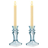 3 x Brand New Romadedi candle holder glass candle holder crystal glass - set of 2 clear glass crystal candle stands for tapered candles table decoration for dining table wedding party Advent Christmas decoration blue 16.5 cm - RRP €59.25