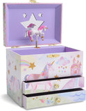 1 x RAW Customer Returns Jewelkeeper - Ballerina and Roses Music Box Jewelry Box for Girls, 2 Pull-Out Drawers - Swan Lake Melody - RRP €26.41