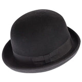 1 x RAW Customer Returns CXQRR Black Bowler Derby Hat Short Rolled Brim Fedora Hat for Men and Women, Black, M - RRP €27.5