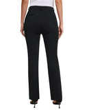 1 x RAW Customer Returns siliteelon Women s Pants Black Straight Leg Dress Business Pants Stretch High Waisted Office Work Suit Pants with Pockets,L - RRP €47.62