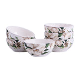 6 x Brand New Bico Magnolia Floral Dessert Bowls Set of 6, Ceramic, 350 ML, for Ice Cream, Salad, Cereal, Dip, Microwave and Dishwasher Safe - RRP €115.2