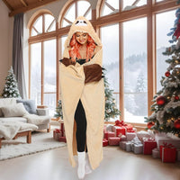 1 x Brand New Umllpet Sloth Cuddly Blanket Women, Fluffy Blanket with Sleeves and Hood Sloth, Sofa Blanket Animal Pattern Portable Cartoon Blanket with Gloves, Soft Warm Living Hoodie Blanket Gift for Women - RRP €19.2