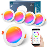 1 x RAW Customer Returns DUSKTEC LED RGB recessed spotlights 230V, LED spots RGBW color changing 10W, 95-110mm hole size ceiling spots flat colorful set of 4, LED recessed spots Smart APP white, IP44 recessed lights Bluetooth - RRP €34.27