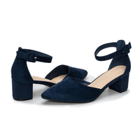 1 x RAW Customer Returns Daman, pumps with strap, comfortable pumps with heels, Navy suede, 38 EU - RRP €58.8