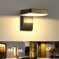 1 x RAW Customer Returns 22W LED wall light, outdoor lamp, waterproof IP65 outdoor indoor wall lamp with swivel LED panel, black square outdoor wall light for garden, terrace, 1800 lumens, warm white 3000K - RRP €38.99