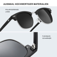 1 x RAW Customer Returns Glapeame Polarized Sunglasses Men Half Frame Sunglasses Women Men Black Sunglasses UV400 Protection Retro for Outdoor Travel, 1-Sand Black-Silver - RRP €58.8