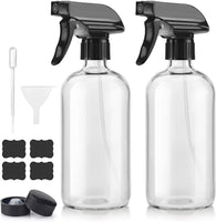 11 x Brand New Glass Bottle Spray Bottle Container Approx. 500ml BPA Free with Waterproof Label for Beauty Cleaning Garden Black Transparent - RRP €166.32