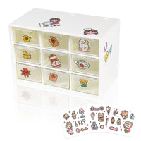 20 x Brand New HMIEPRS drawer cabinet with 9 drawers, small drawer box plastic storage box with cute stickers, assortment box drawers for cosmetics jewelry stationery white  - RRP €290.2