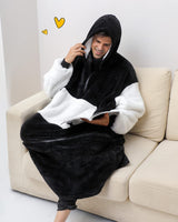 2 x Brand New Argstar Oversized Hooded Sleeve Blanket for Women and Men, Portable Sherpa Blanket for Adults Comfortable Warm Hooded Sweatshirt with Deep Pocket Elastic Sleeve Black Thickened Lengthened  - RRP €48.71