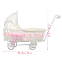 1 x RAW Customer Returns jojofuny Flower Girl Basket Wedding Stroller Baptism Rattan Candy Boxes for Baby Boys Baby Shower Treat Christmas - RRP €46.28