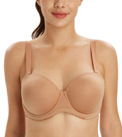 1 x RAW Customer Returns Lemorosy - Strapless Bra with Underwire Push up for Women Plus Size Bra Backless Basic Bra Full Cup Multipositions 105G, Walnut - RRP €25.2