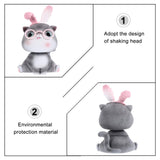 2 x RAW Customer Returns Amosfun Cat Figurines Jointed Head with Rabbit Ears Car Dashboard Decoration - Gray A - RRP €32.98