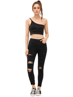 1 x RAW Customer Returns SweatyRocks Jeans Women High Waist Jeans With Holes Jeans Pants With Pockets Skinny Jeans Ripped Jeans S - RRP €43.99