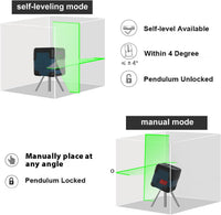 1 x RAW Customer Returns Cross Line Laser Green, RockSeed Self-Leveling Line Laser, 1m Shockproof Rotatable Vertical Horizontal Green Laser Level, IP54 Dust Water Protection including 2 AA Batteries Protective Bag - RRP €32.99