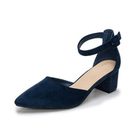 1 x RAW Customer Returns Daman, pumps with strap, comfortable pumps with heels, Navy suede, 38 EU - RRP €58.8