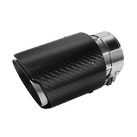 1 x RAW Customer Returns Krtopo 63mm Exhaust Tips Exhaust Stainless Steel and Shiny Carbon Fiber Car Exhaust Tail Pipe, Inlet 2.5 Outlet 3.5 Shiny Black Silver  - RRP €52.99