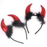 2 x Brand New HOWAF 2 Devil Ears Headband Devil Ears Hair Mardi Gras Masquerade Party Photo Props, Halloween Carnival Party Hair Accessories, Headdress, Horns, Black and Red - RRP €28.22