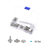 1 x Brand New sourcing map 20 Sets Canvas Snap Kit 5 8 Stainless Steel Button Fastener Kit Snaps for Boat Side Carpet Repair with 2pcs Adjustment Tool, Silver White - RRP €15.49