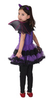 1 x RAW Customer Returns Girls Bat Halloween Costume Witch Cosplay Costume Tutu Dress Set for Children 10-12 Years, Bat Purple  - RRP €25.75