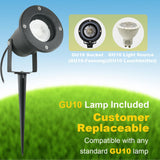 1 x RAW Customer Returns OMSEN Garden Spotlights with Spike GU10 7W Green Light, Replaceable Bulbs, Aluminum IP67 Waterproof, 3.0 m Cable, Outdoor Spotlight with Spike for Courtyard, Trees, Lawns and Plants - RRP €22.8