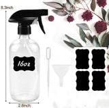 11 x Brand New Glass Bottle Spray Bottle Container Approx. 500ml BPA Free with Waterproof Label for Beauty Cleaning Garden Black Transparent - RRP €166.32