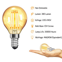 1 x RAW Customer Returns WOOWTT E14 Vintage Light Bulb, LED Edison Light Bulb, 4W LED Filament Retro Lamp Incandescent Bulb, Antique Amber Warm White 2700K Globe G45, 220V, Not Dimmable - 6 Pack - RRP €16.13