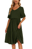 1 x RAW Customer Returns Smallshow Women s Nursing Dress Short Sleeve Ruffle Maternity Dress Maternity Wear,Army Green,XL - RRP €30.24