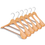 1 x RAW Customer Returns HOUSE DAY Wooden Clothes Hangers Wide Clothes Hangers Natural Wood 6X Clothes Hangers Non-Slip Clothes Hangers Stable Jack Hangers Suit Hangers Wooden Hangers Wide Shoulders Non-Slip Trouser Bars Rotating Hooks - RRP €30.32