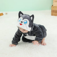 1 x Brand New Maeau Baby Girl Boy Pajamas Jumpsuit Hooded Romper Ear Soft Onesie Flannel Warm Animal Costume Newborn Pajamas Sets Winter Autumn Dark Gray Husky 13 18 Months - RRP €35.99