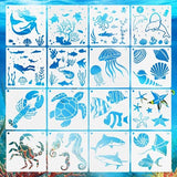 1 x RAW Customer Returns Chstarina 16 Pieces Sea Creatures Stencils Sea Animal Painting Stencils Set Sea Painting Templates Reusable Drawing Stencils Pattern for DIY Crafts Scrabooking Painting on Wood Wall Decoration - RRP €6.99