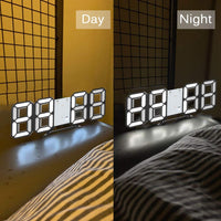 1 x RAW Customer Returns 3D LED Digital Alarm Clock, Alarm Clock Wall Clock 12h 24h Time Display with Alarm and 3 Adjustable Brightness Levels Function for Bedroom - RRP €18.36